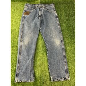 Wrangler Riggs Workwear Mens Blue Relaxed Carpenter Jeans 34x32 Medium Wash